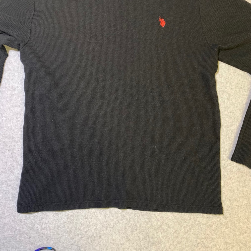 U.S. Polo Sleepwear Top‎ Mens XL Black Thermal Waffle Knit Long Sleeve Shirt - Picture 4 of 11